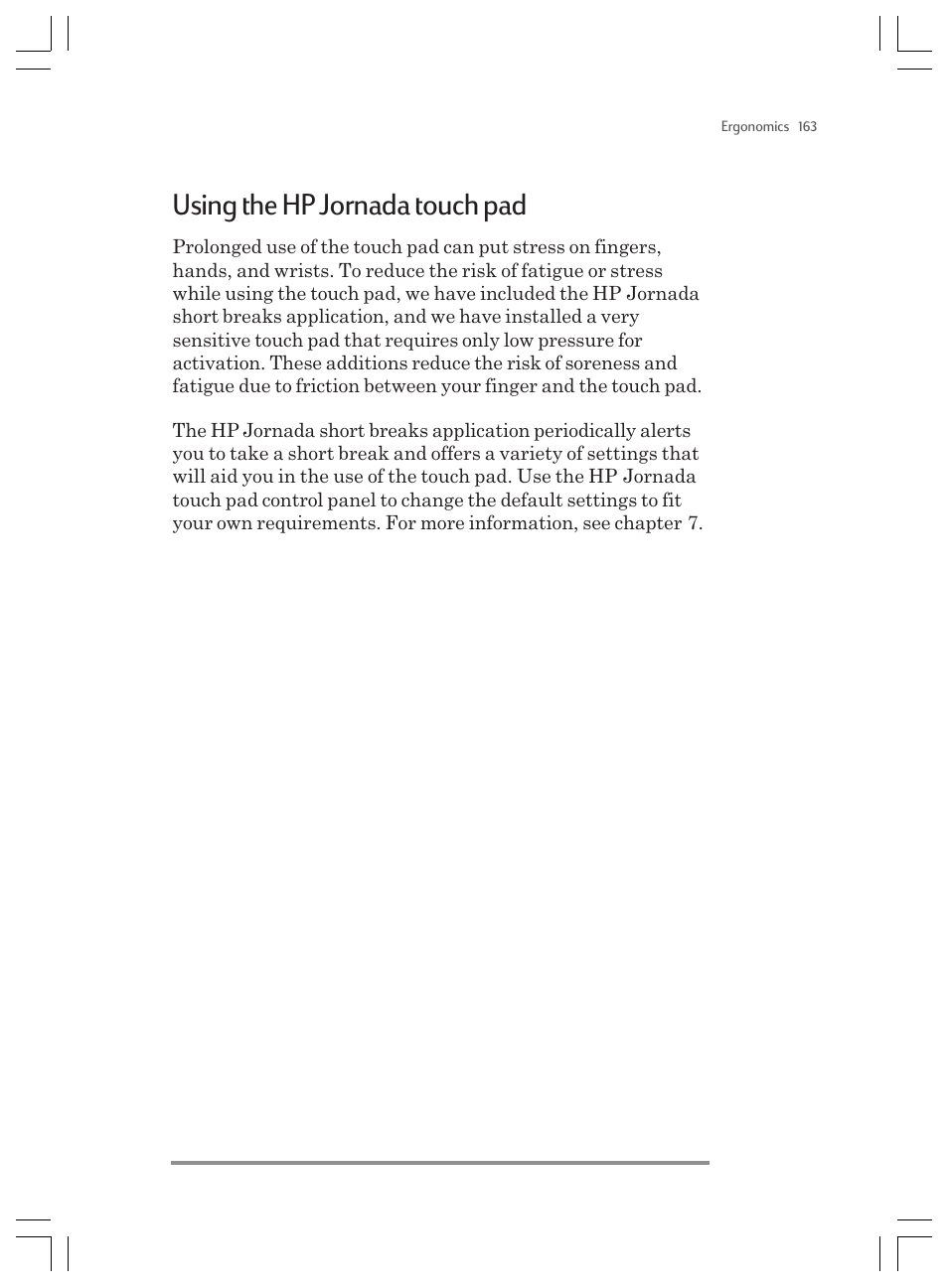 Using the hp jornada touch pad | HP Jornada 820 User Manual | Page 167 / 178