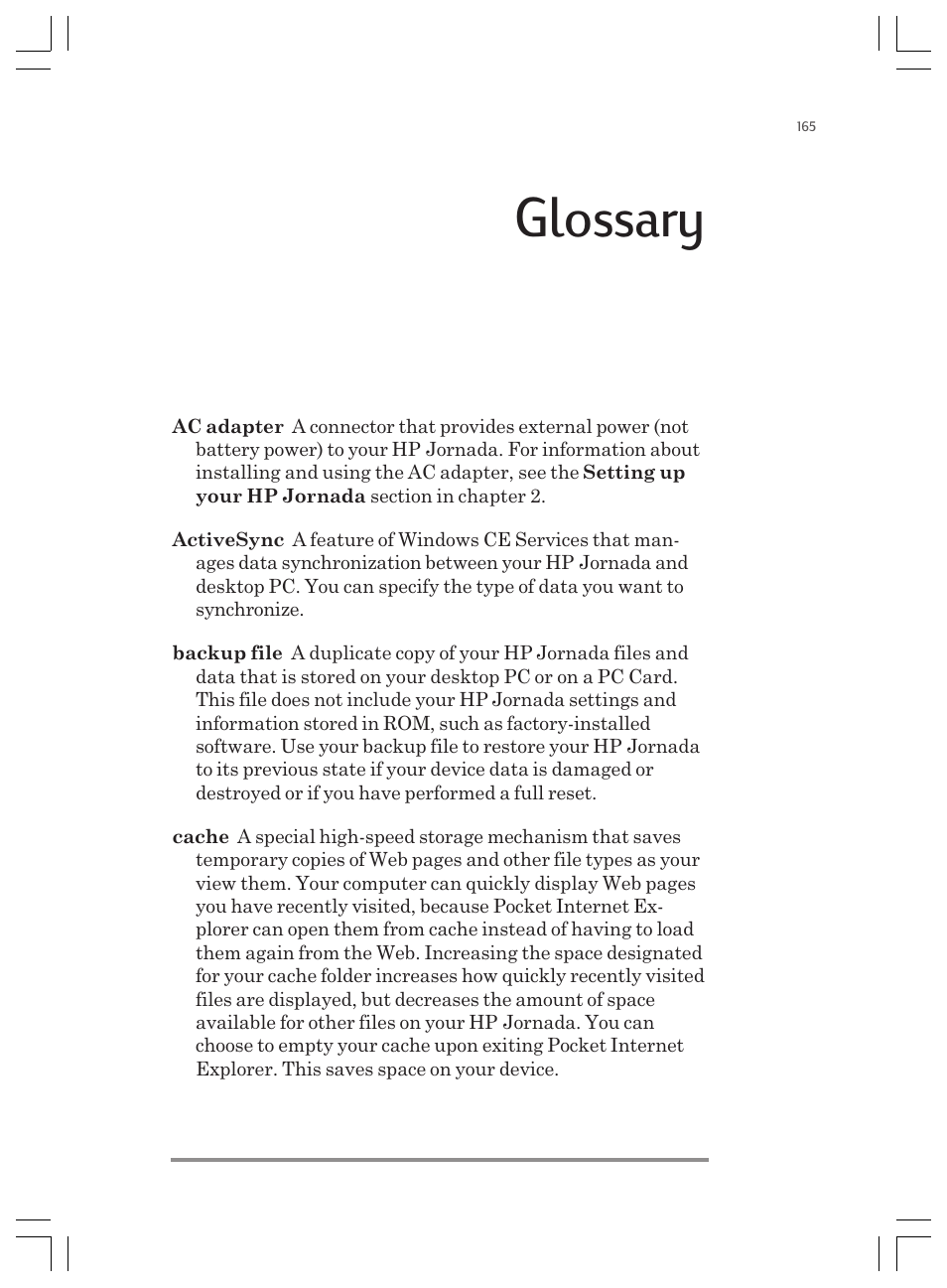 Glossary | HP Jornada 820 User Manual | Page 169 / 178