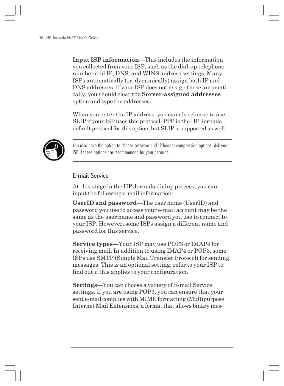 E-mail service | HP Jornada 820 User Manual | Page 40 / 178