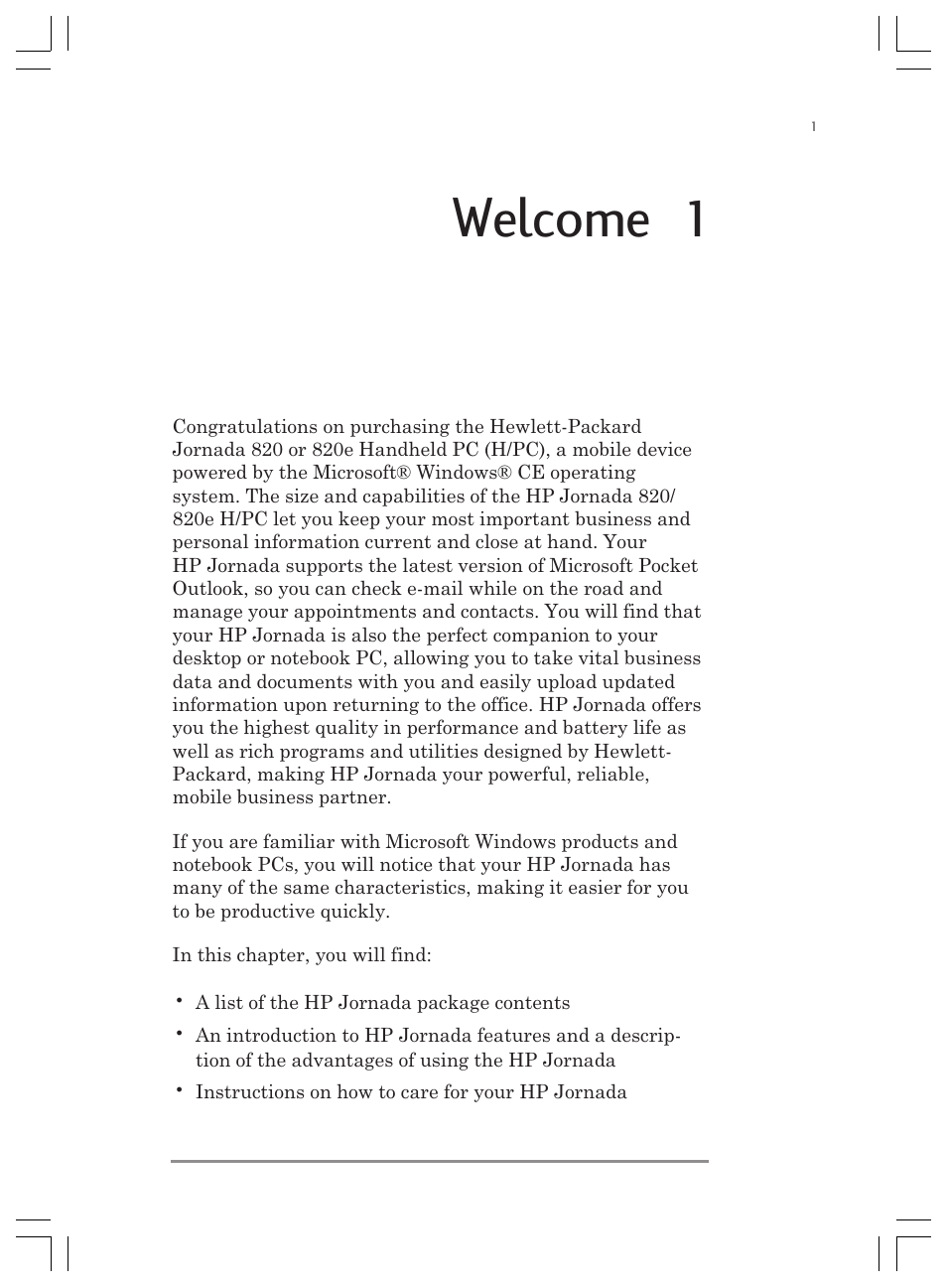 Welcome | 1 | HP Jornada 820 User Manual | Page 5 / 178