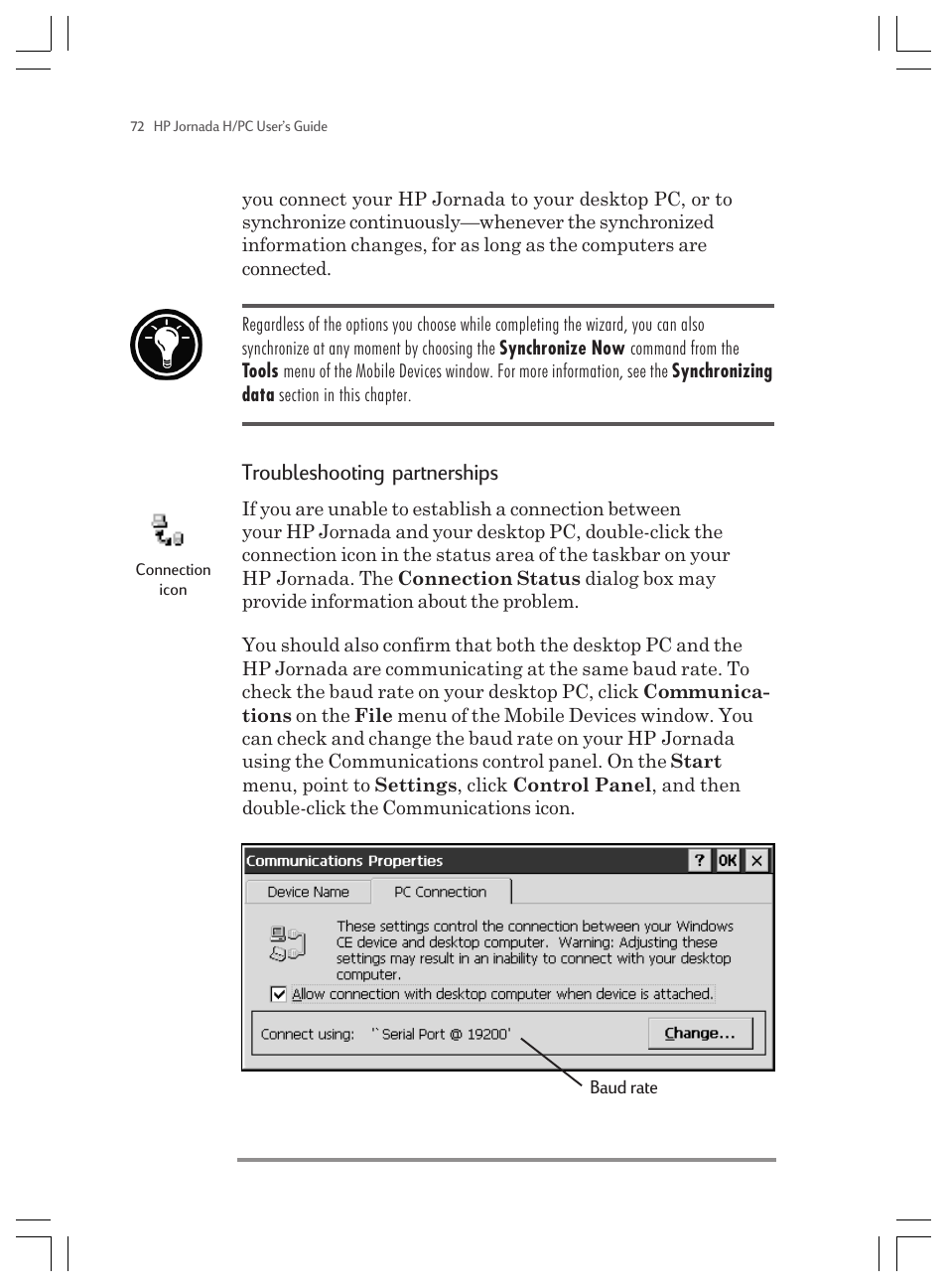 Troubleshooting partnerships | HP Jornada 820 User Manual | Page 76 / 178