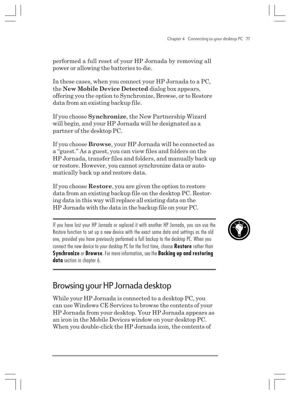 Browsing your hp jornada desktop | HP Jornada 820 User Manual | Page 81 / 178