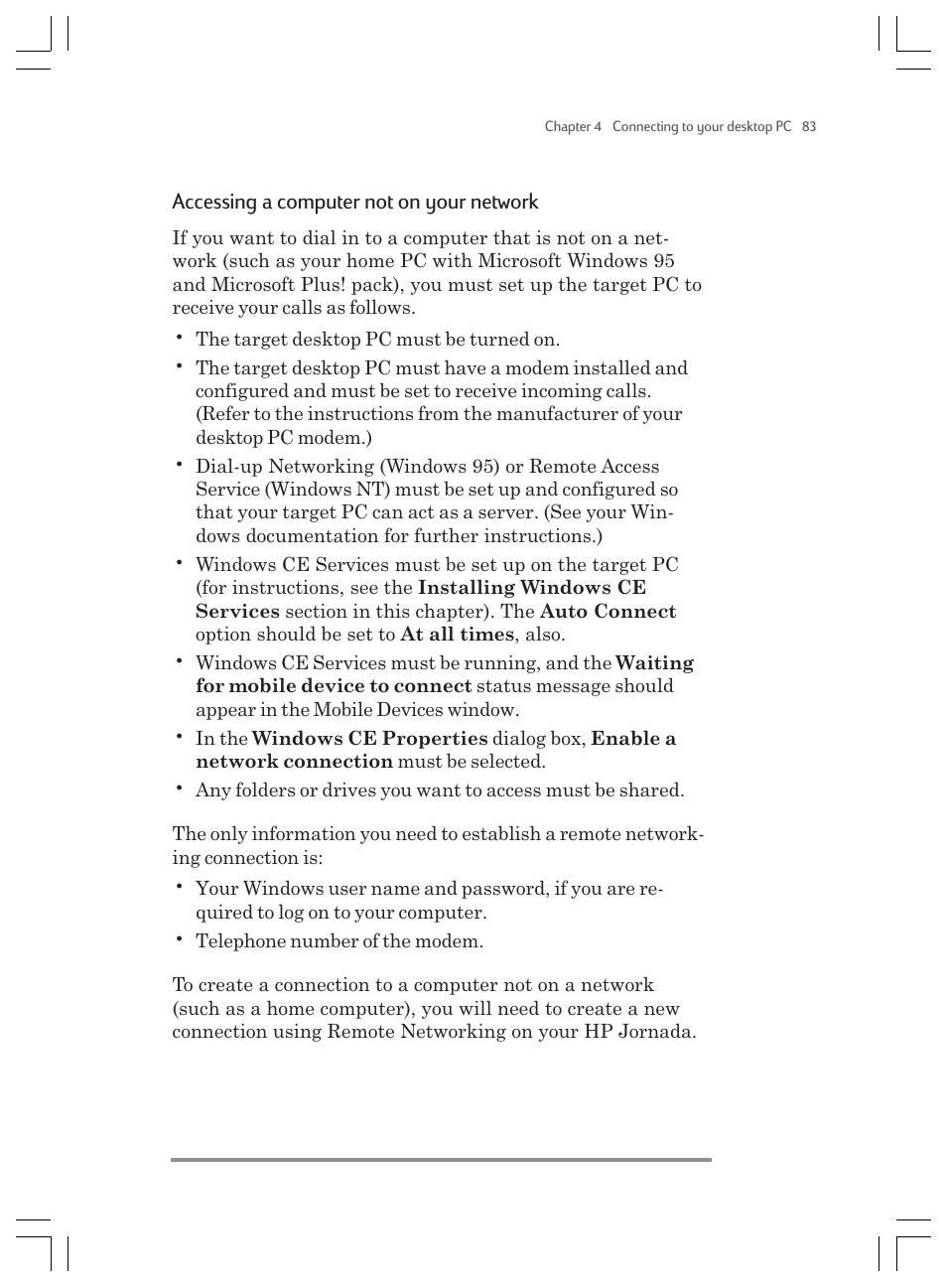 Accessing a computer not on your network | HP Jornada 820 User Manual | Page 87 / 178