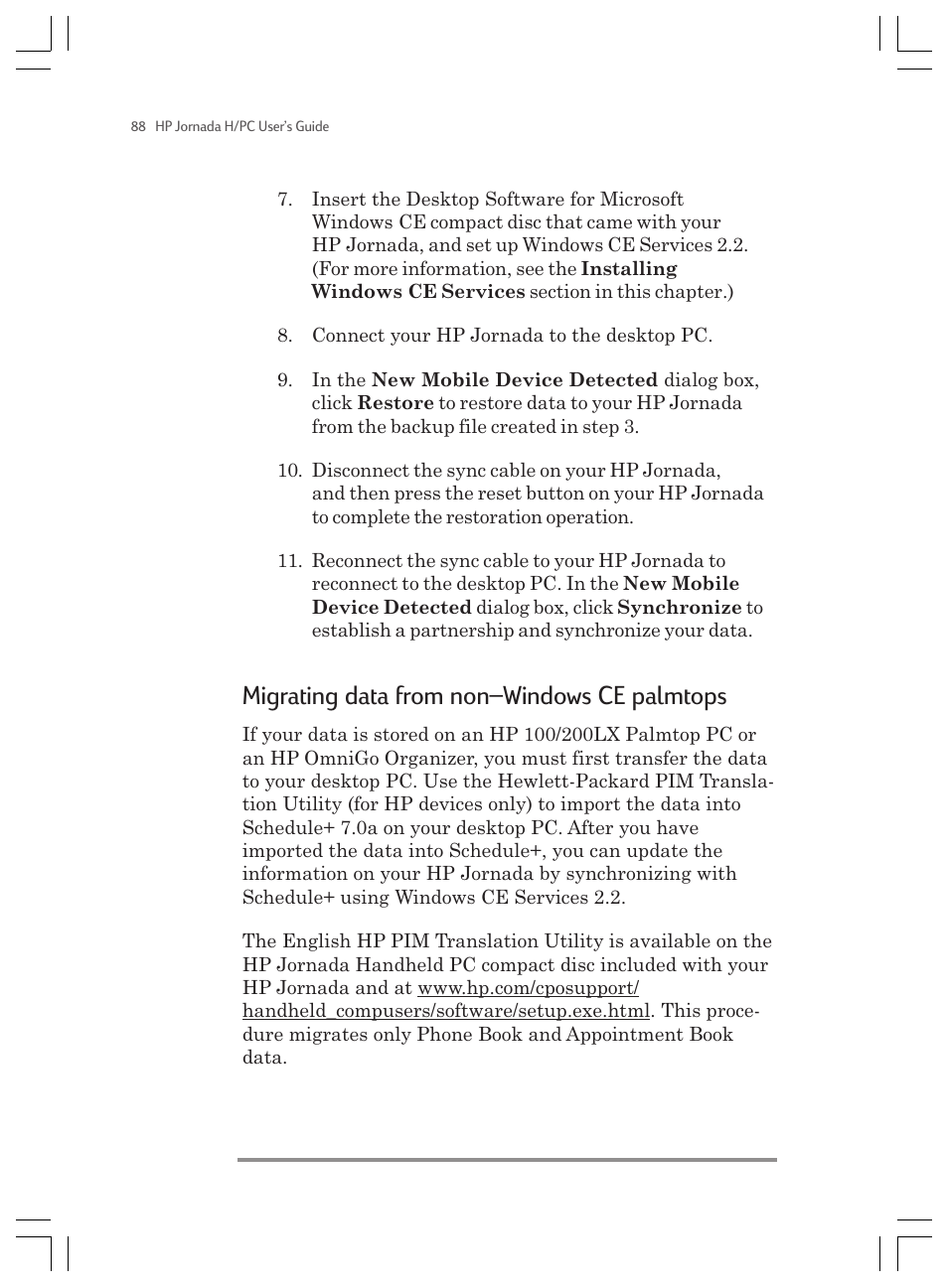 Migrating data from non–windows ce palmtops | HP Jornada 820 User Manual | Page 92 / 178