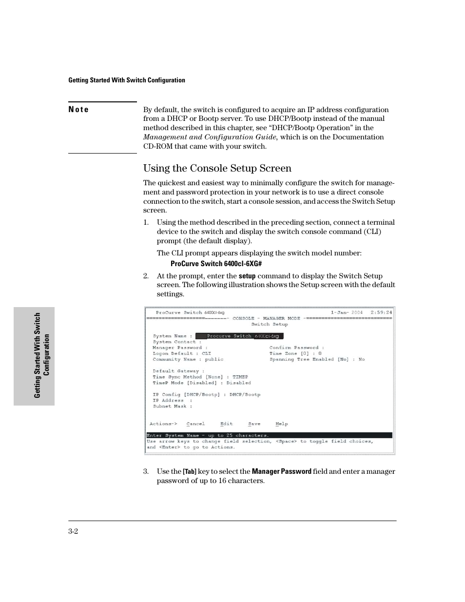 Using the console setup screen, Using the console setup screen -2 | HP 6400CL User Manual | Page 44 / 84