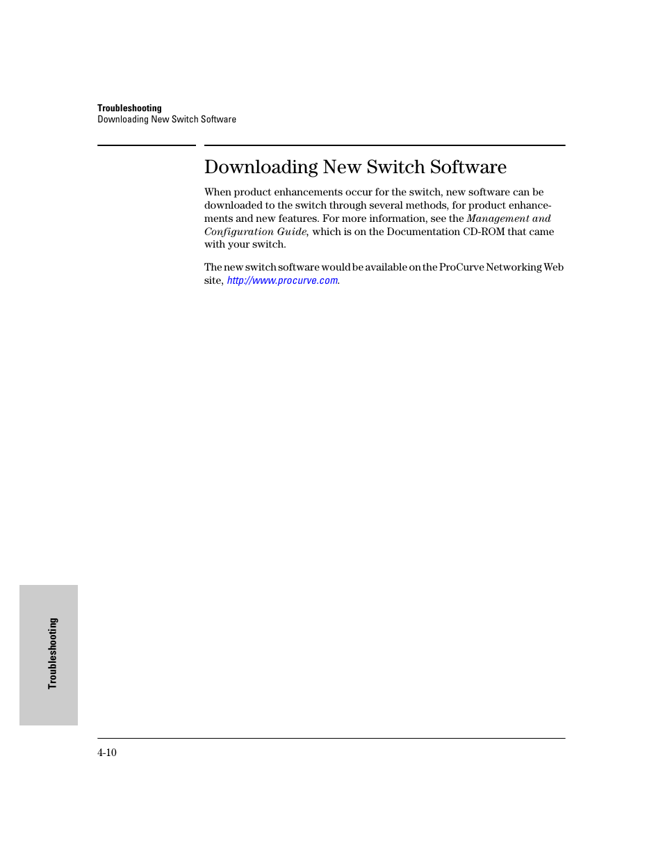 Downloading new switch software, Downloading new switch software -10 | HP 6400CL User Manual | Page 58 / 84
