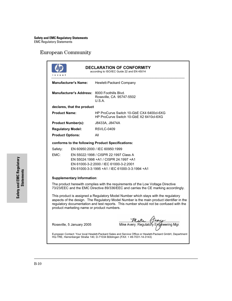 European community | HP 6400CL User Manual | Page 72 / 84
