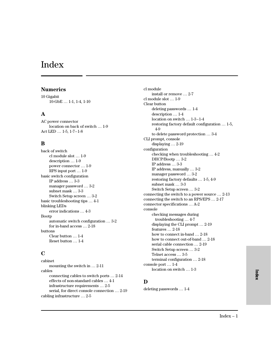 Index, Numerics | HP 6400CL User Manual | Page 77 / 84