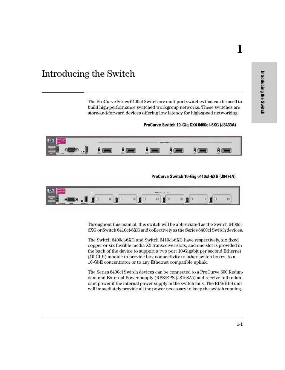 Introducing the switch | HP 6400CL User Manual | Page 9 / 84