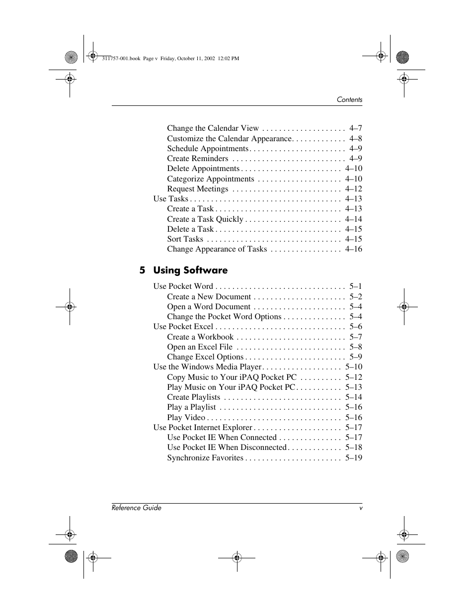 HP iPAQ h1910 User Manual | Page 5 / 105
