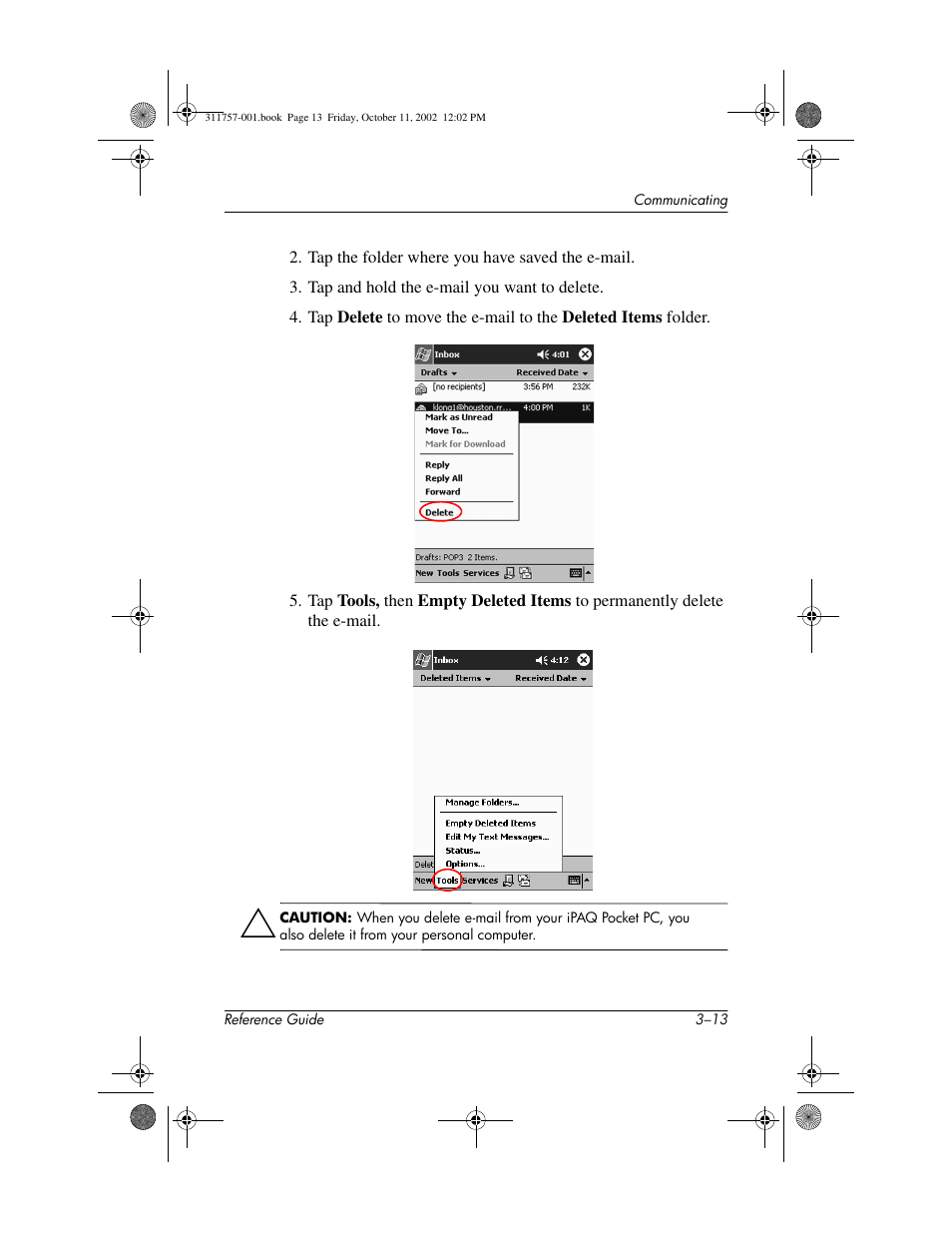 HP iPAQ h1910 User Manual | Page 57 / 105