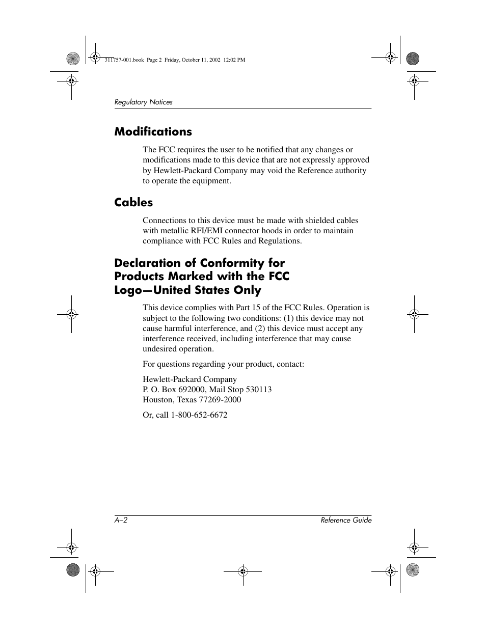 Modifications, Cables | HP iPAQ h1910 User Manual | Page 98 / 105