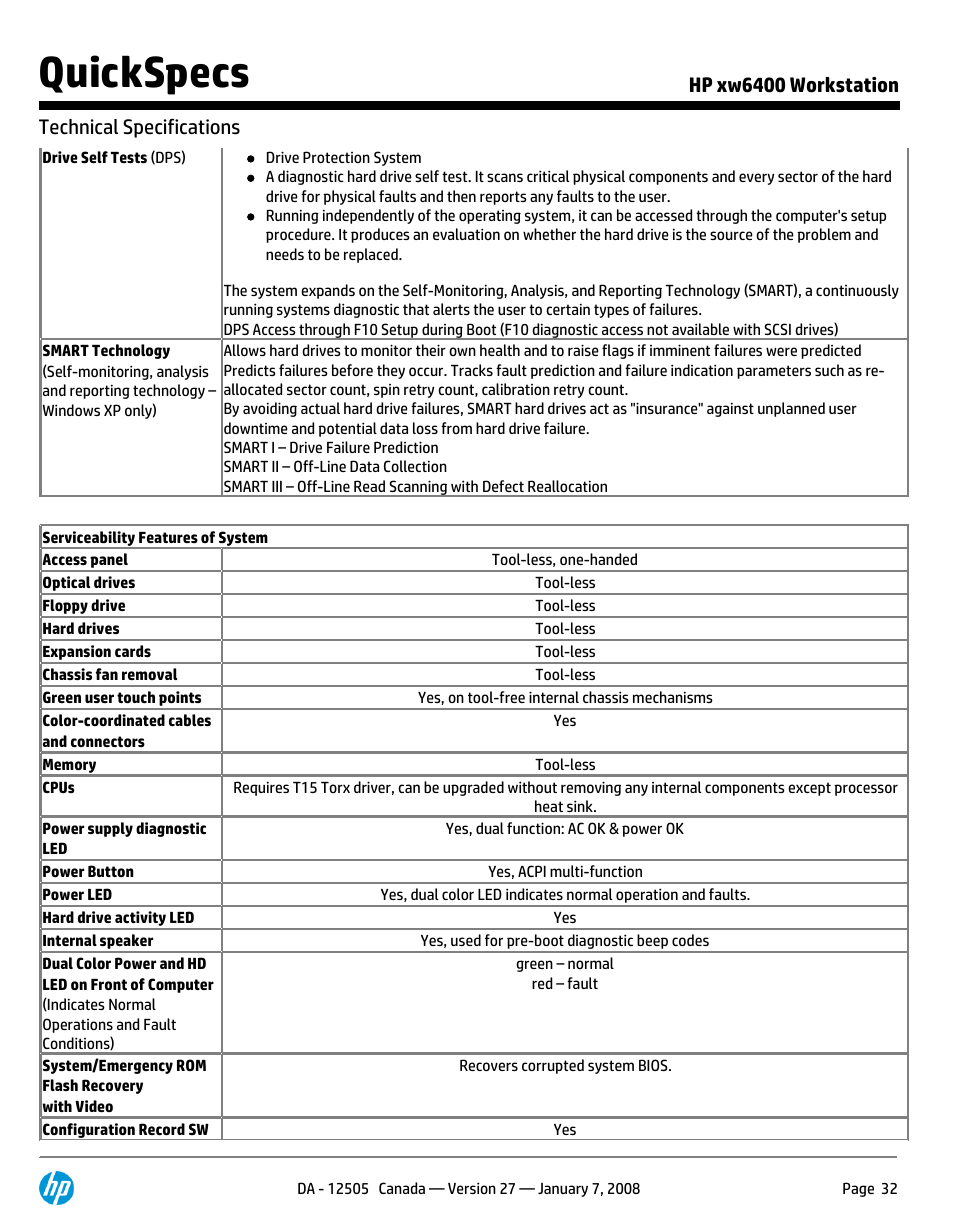 Quickspecs | HP XW6400X User Manual | Page 32 / 90