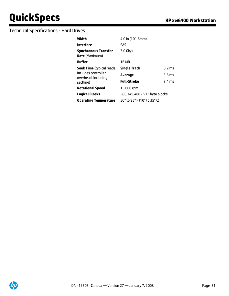 Quickspecs | HP XW6400X User Manual | Page 51 / 90