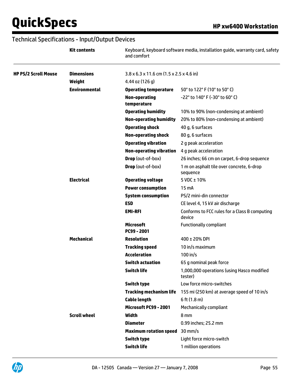 Quickspecs | HP XW6400X User Manual | Page 55 / 90