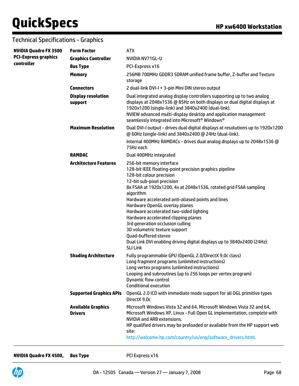 Quickspecs | HP XW6400X User Manual | Page 68 / 90