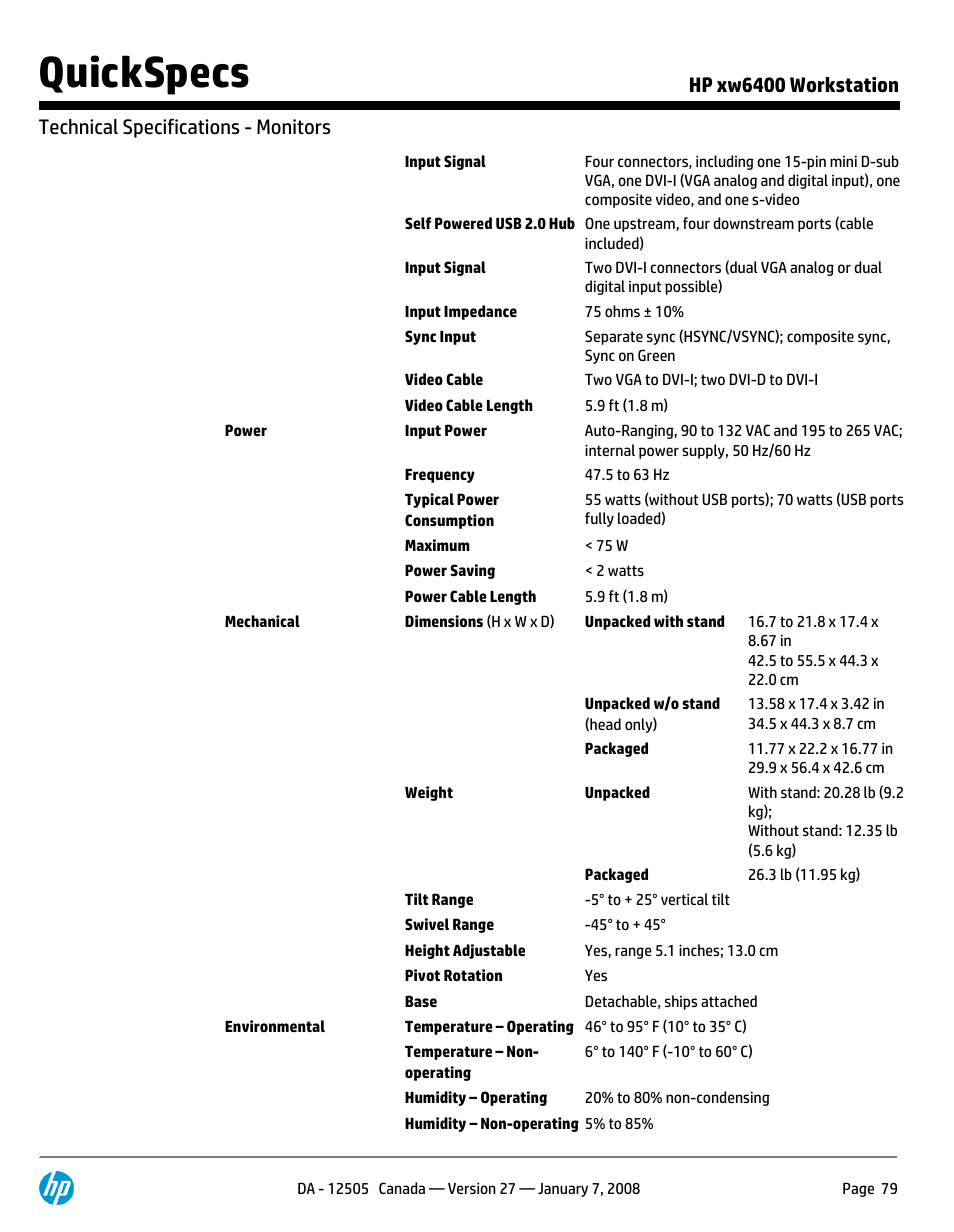 Quickspecs | HP XW6400X User Manual | Page 79 / 90