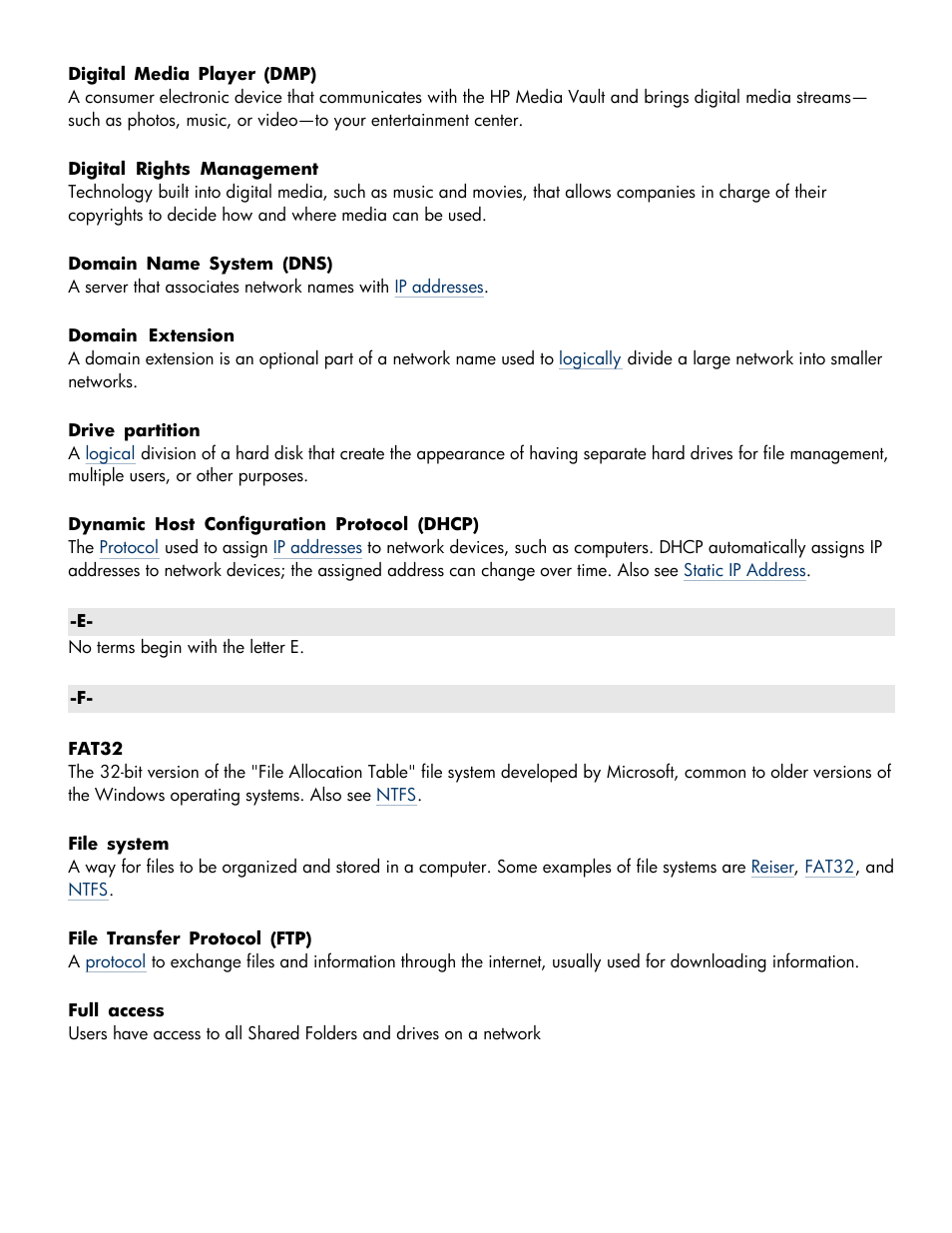 HP Media Vault User Manual | Page 118 / 142