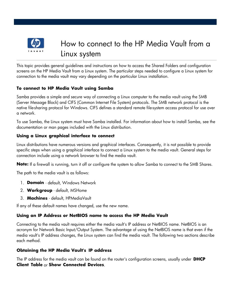 HP Media Vault User Manual | Page 20 / 142