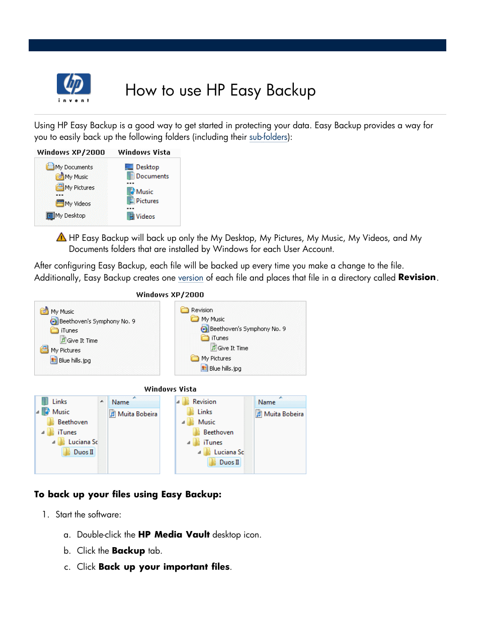 How to use hp easy backup, Use easy backup | HP Media Vault User Manual | Page 25 / 142