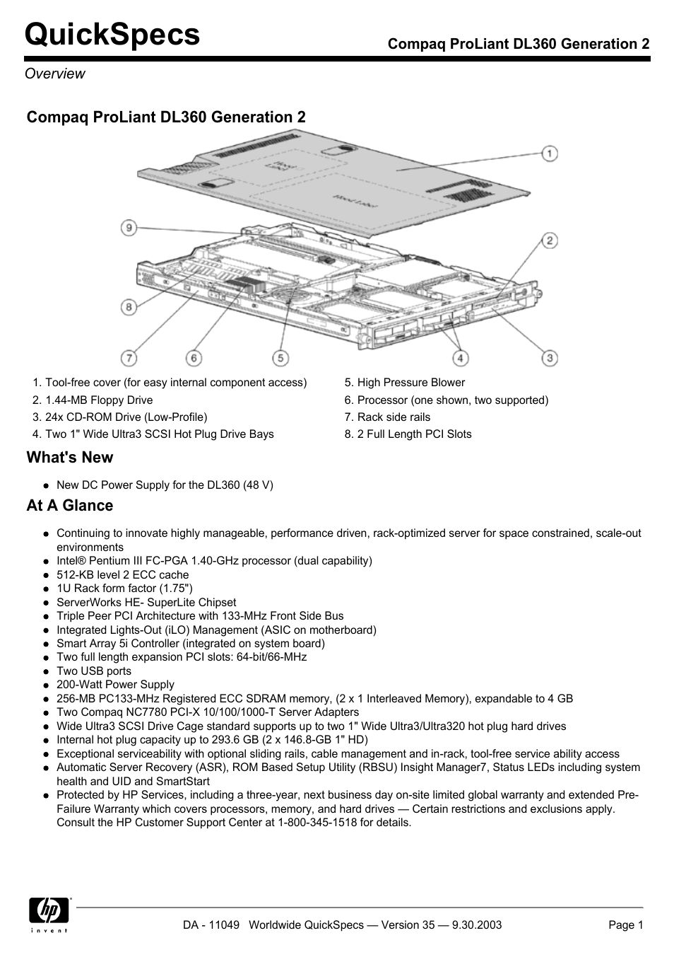 HP DL360 User Manual | 43 pages