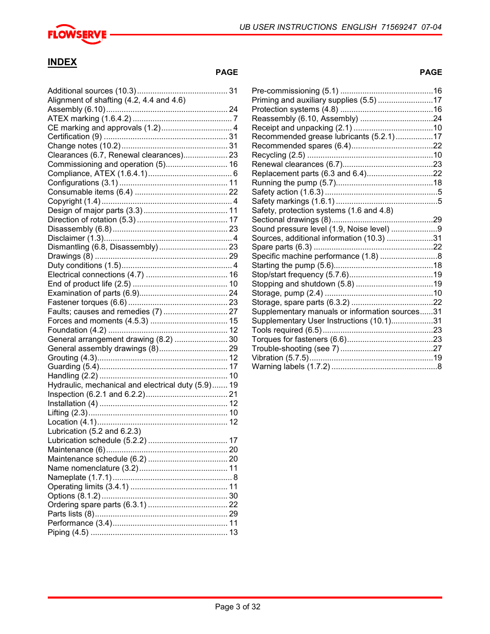 Index | HP 8-UB-1 User Manual | Page 3 / 32