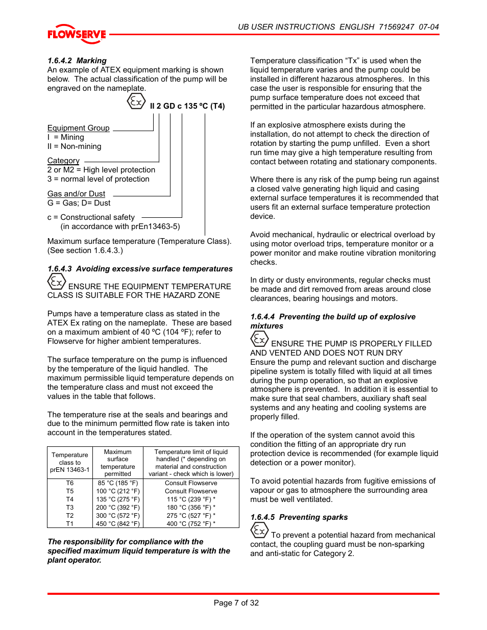 2 marking, 3 avoiding excessive surface temperatures, 4 preventing the build up of explosive mixtures | 5 preventing sparks | HP 8-UB-1 User Manual | Page 7 / 32