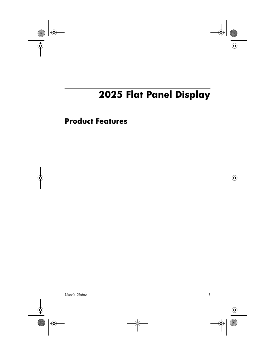 2025 flat panel display, Product features, Product features –1 | HP Compaq TFT 2025 User Manual | Page 5 / 36