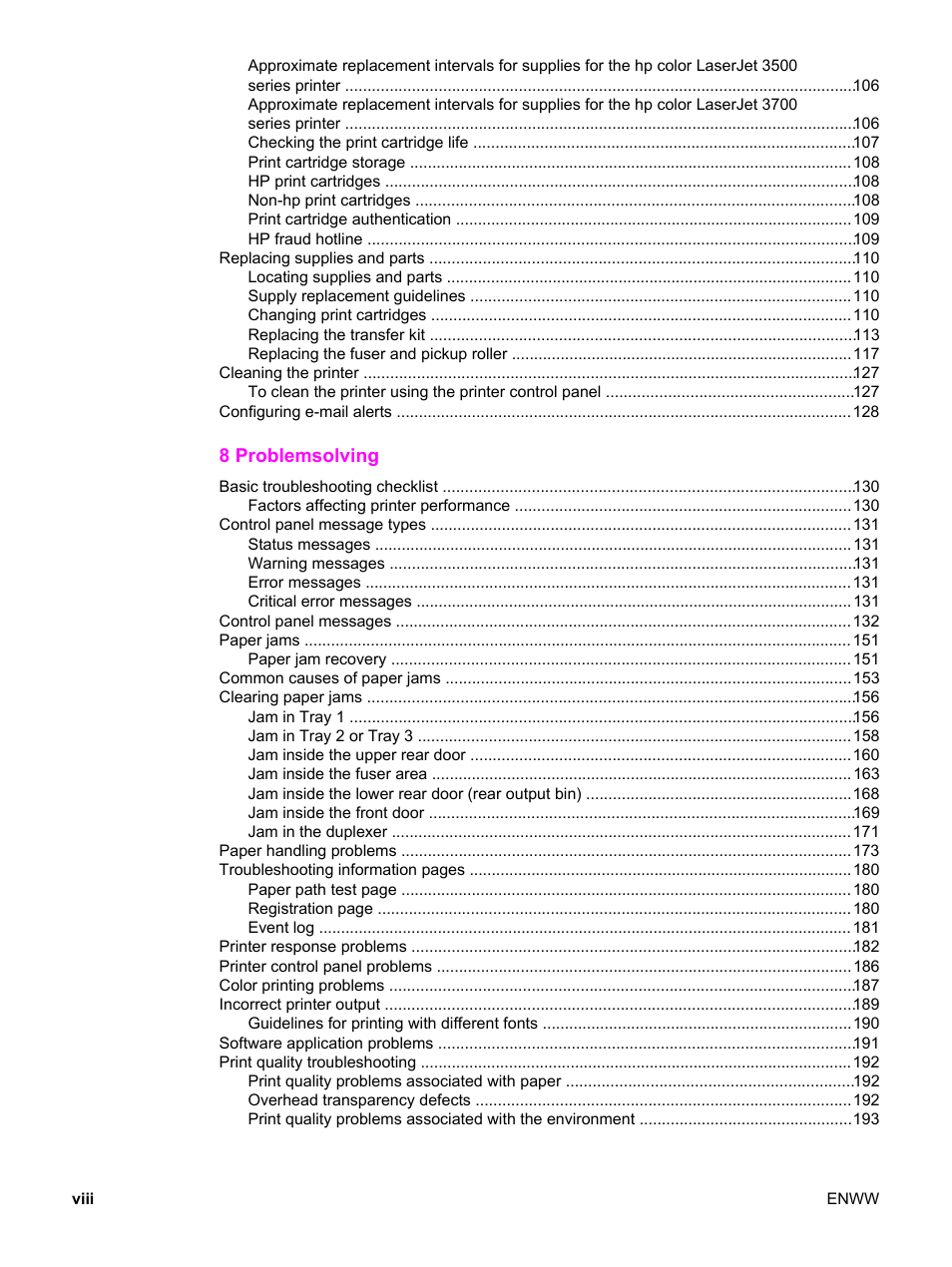 HP 3500 User Manual | Page 10 / 250