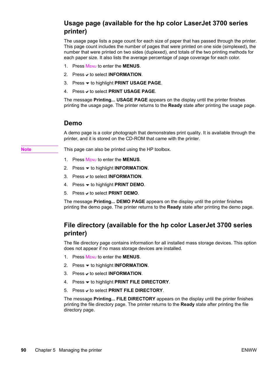 Demo | HP 3500 User Manual | Page 102 / 250