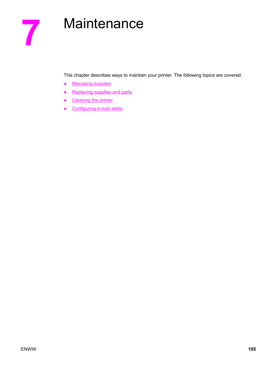 Maintenance, 7 maintenance | HP 3500 User Manual | Page 117 / 250