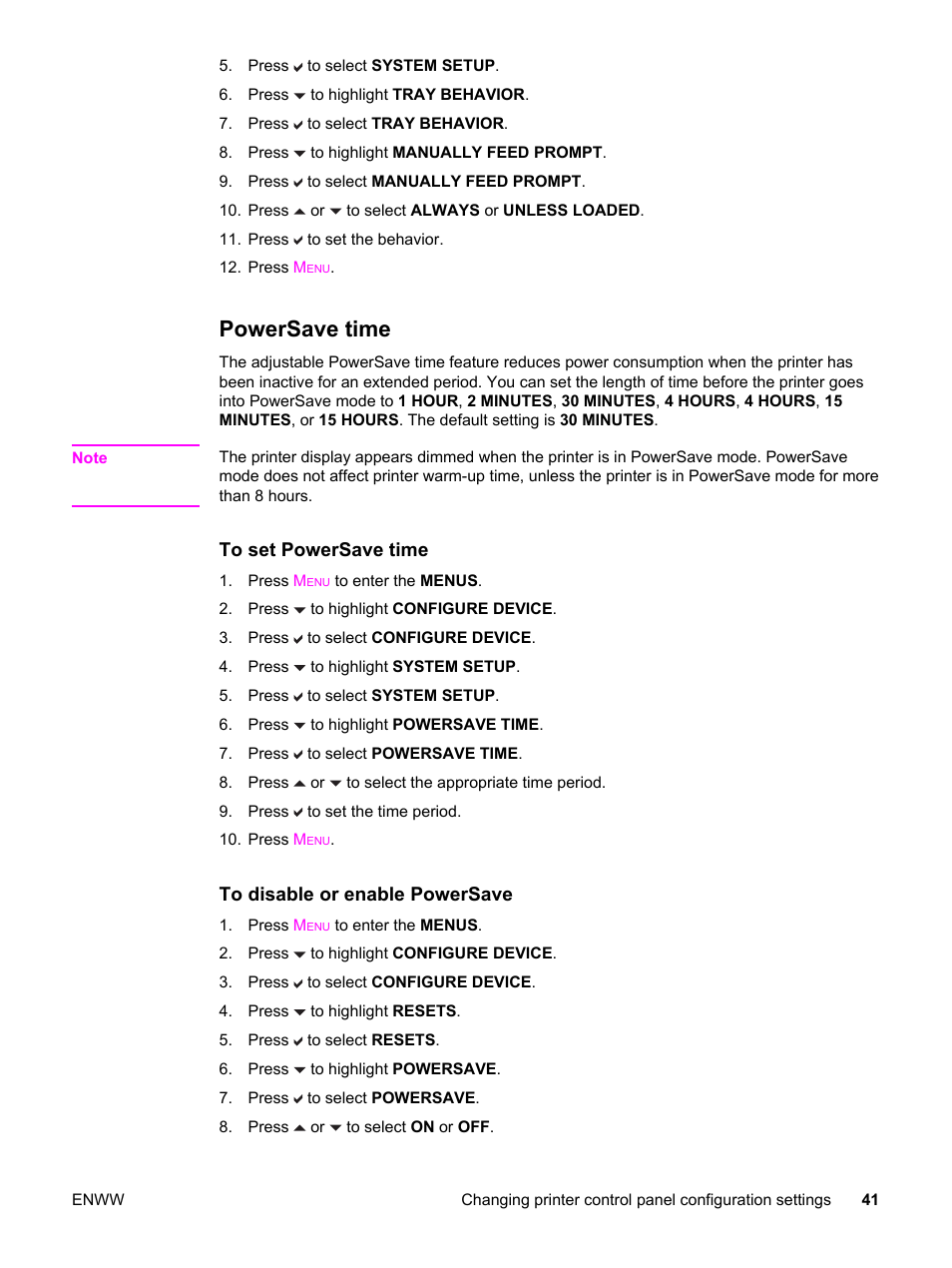 Powersave time | HP 3500 User Manual | Page 53 / 250