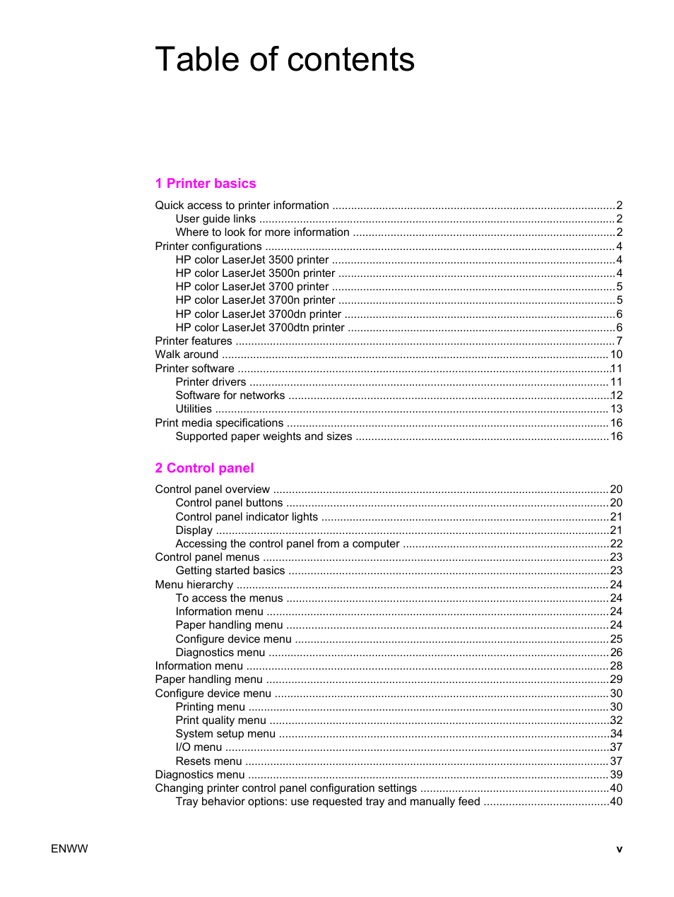 HP 3500 User Manual | Page 7 / 250