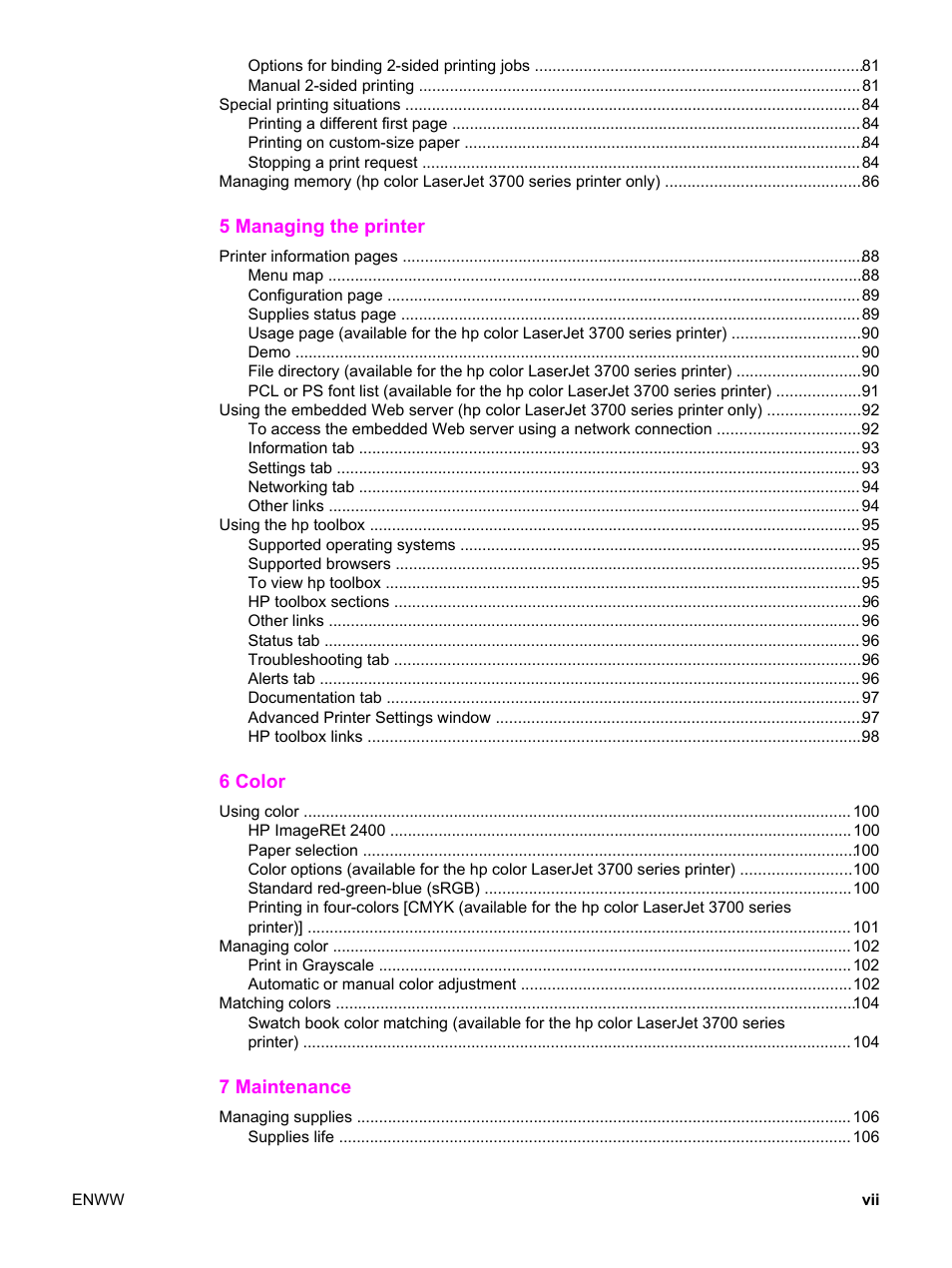 HP 3500 User Manual | Page 9 / 250