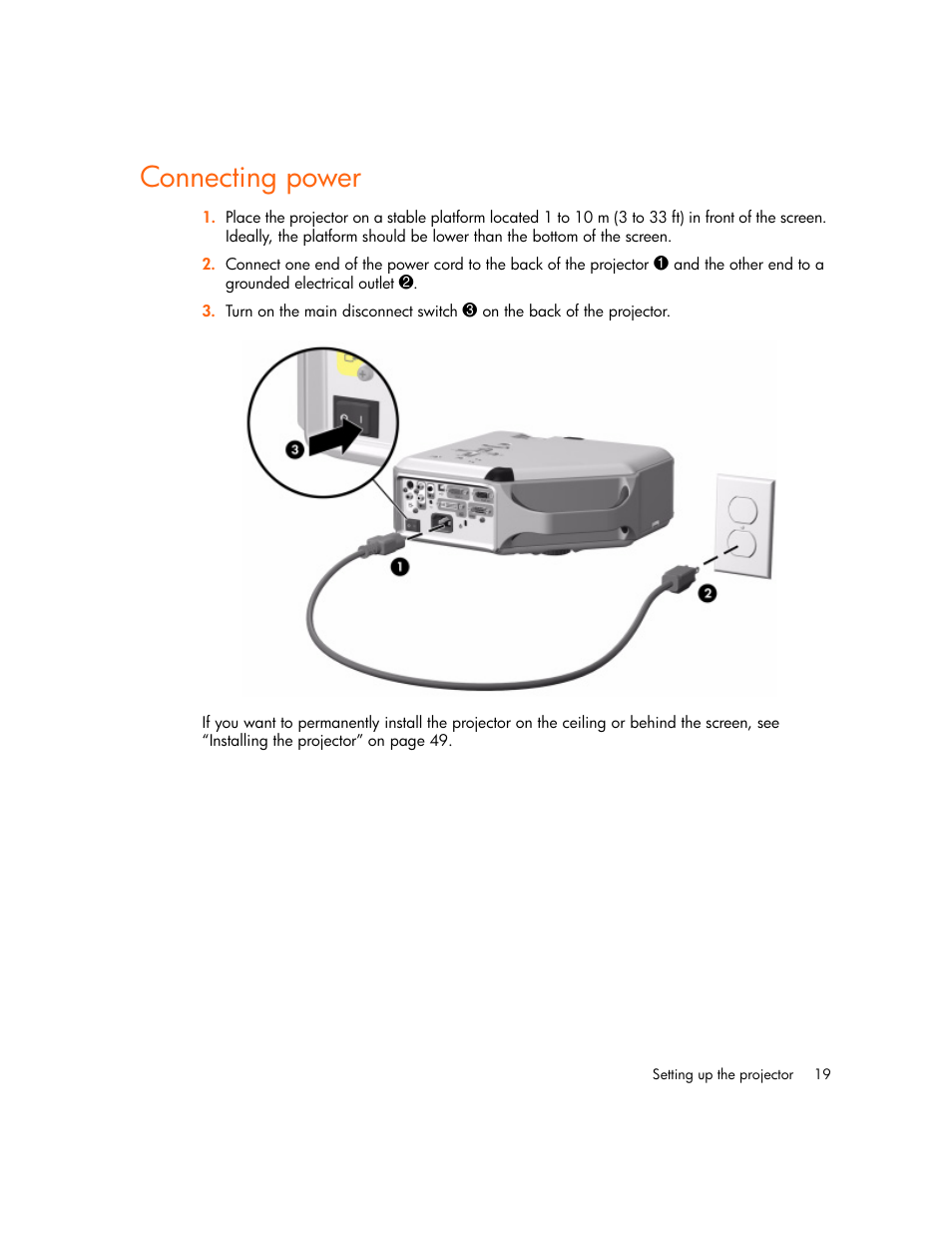 Connecting power | HP vp6300 User Manual | Page 19 / 75