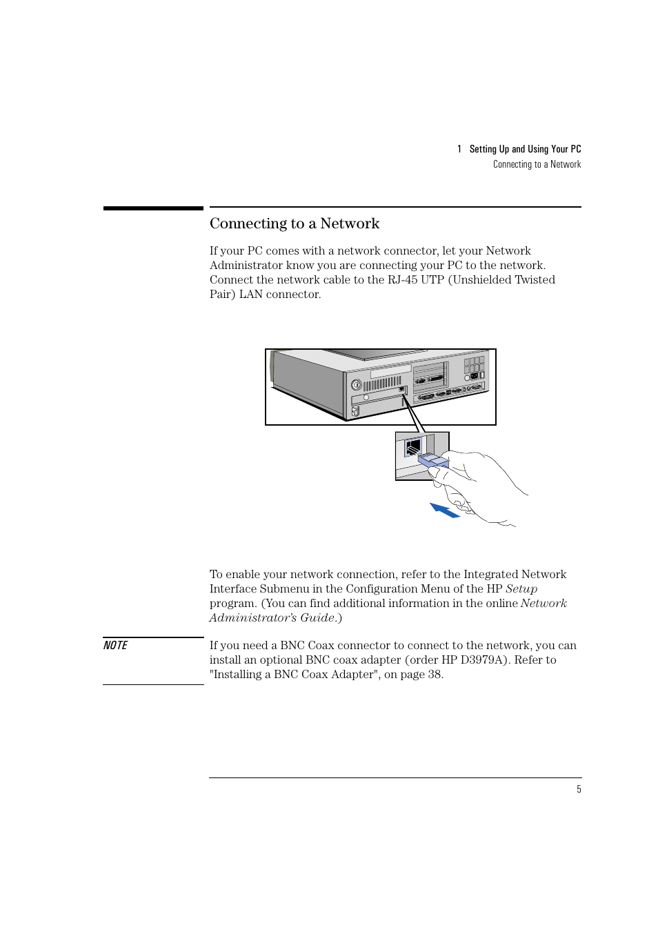 Connecting to a network | HP Vectra VL 5/xxx User Manual | Page 17 / 110