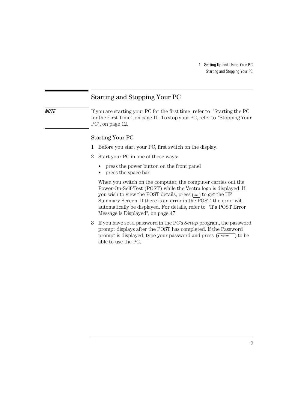 Starting and stopping your pc | HP Vectra VL 5/xxx User Manual | Page 21 / 110