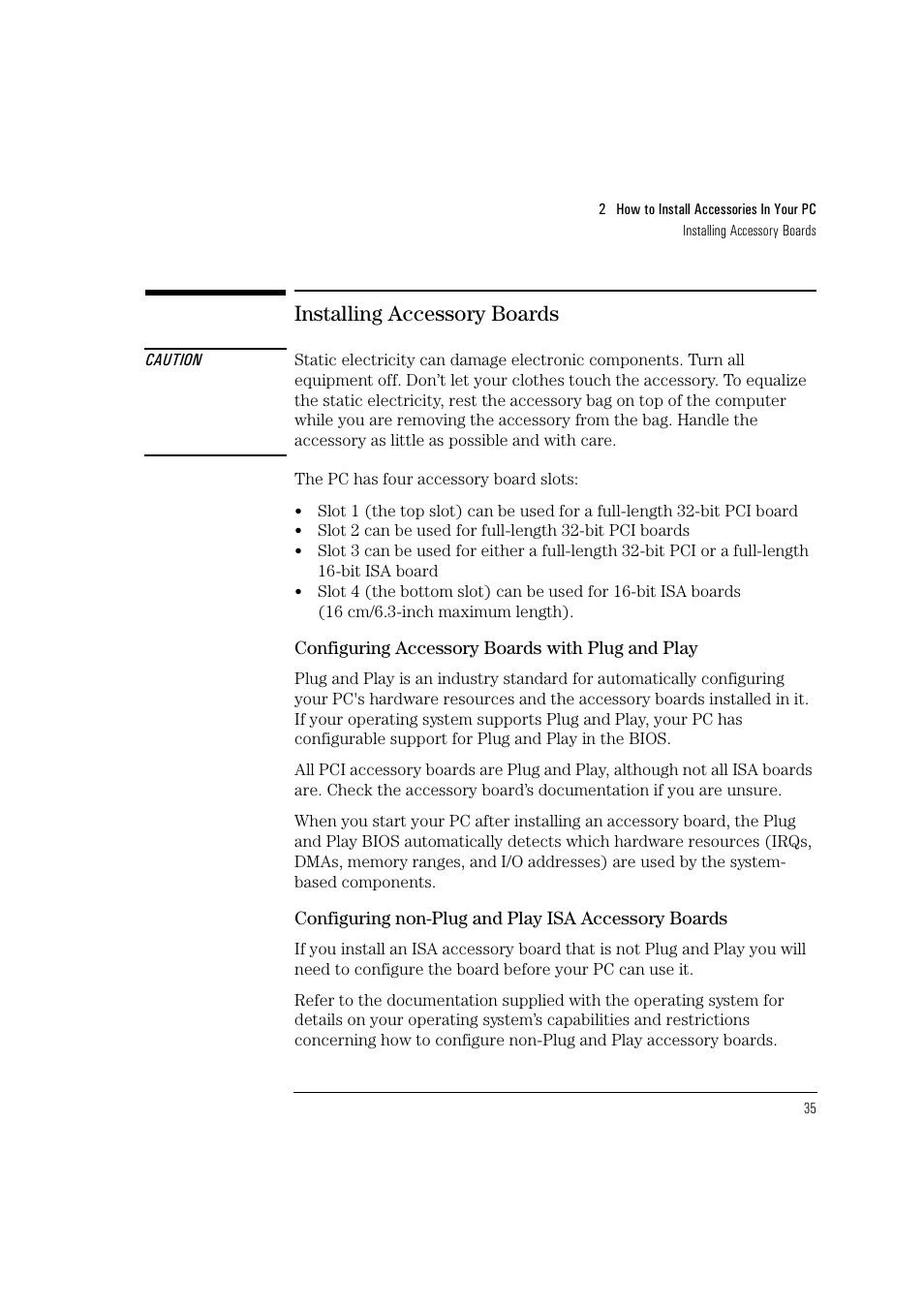 Installing accessory boards | HP Vectra VL 5/xxx User Manual | Page 47 / 110
