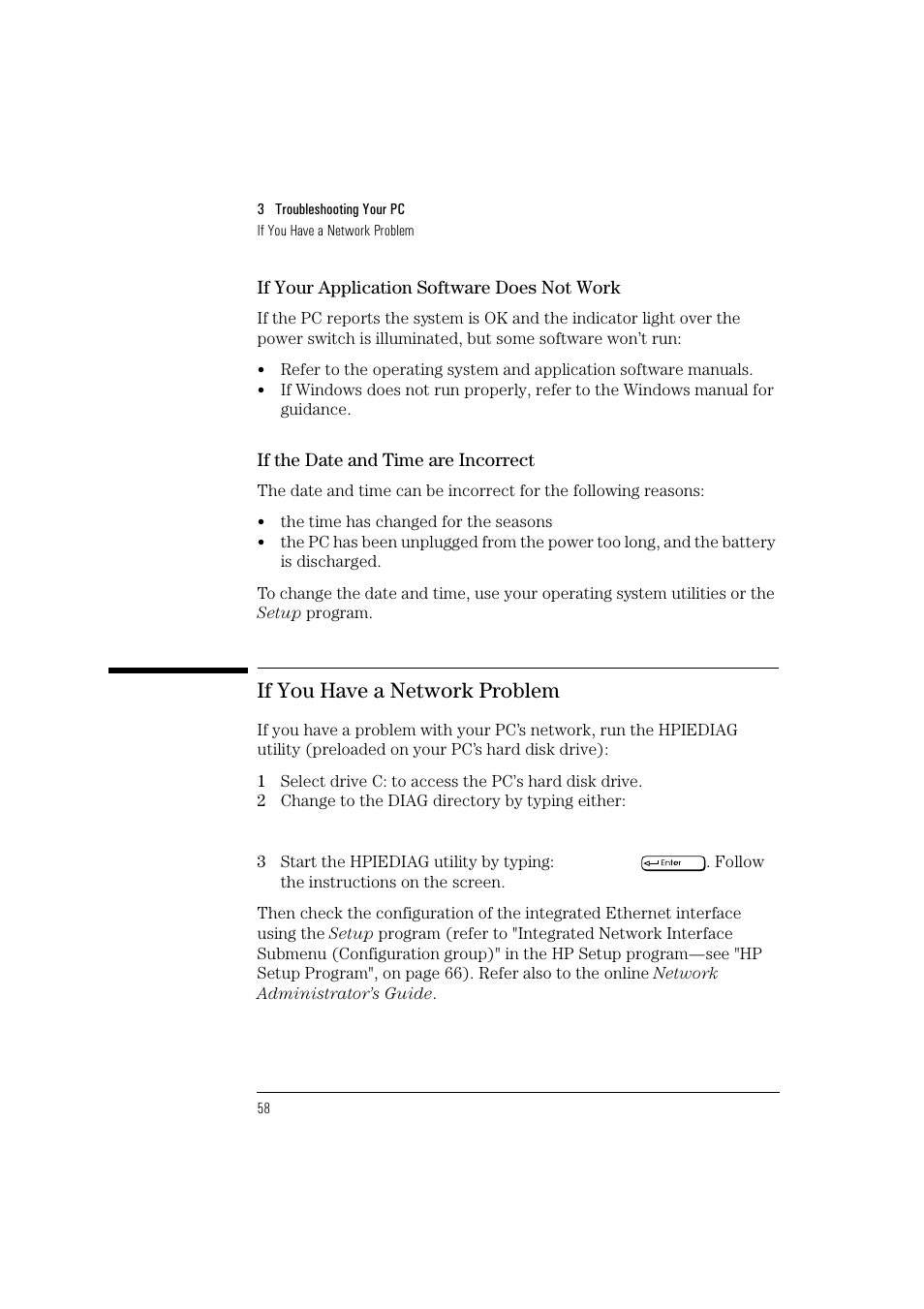 If you have a network problem | HP Vectra VL 5/xxx User Manual | Page 70 / 110