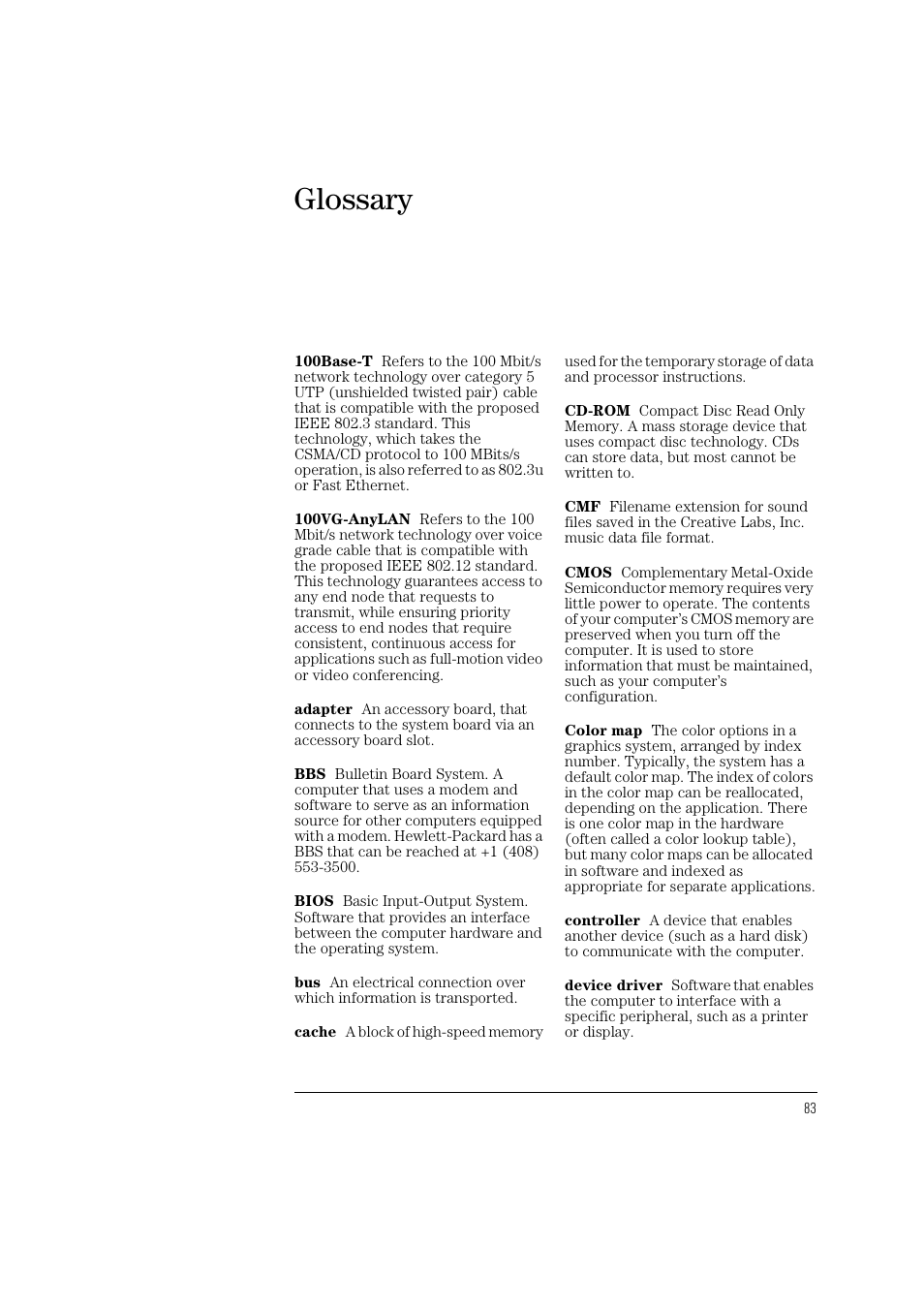 Glossary | HP Vectra VL 5/xxx User Manual | Page 95 / 110