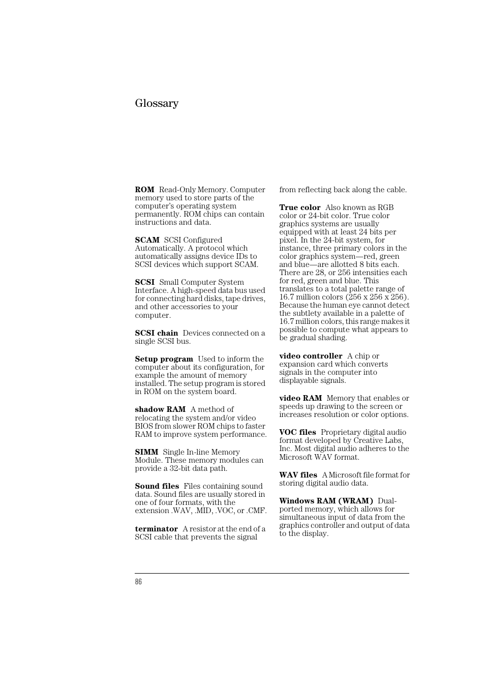 Glossary | HP Vectra VL 5/xxx User Manual | Page 98 / 110