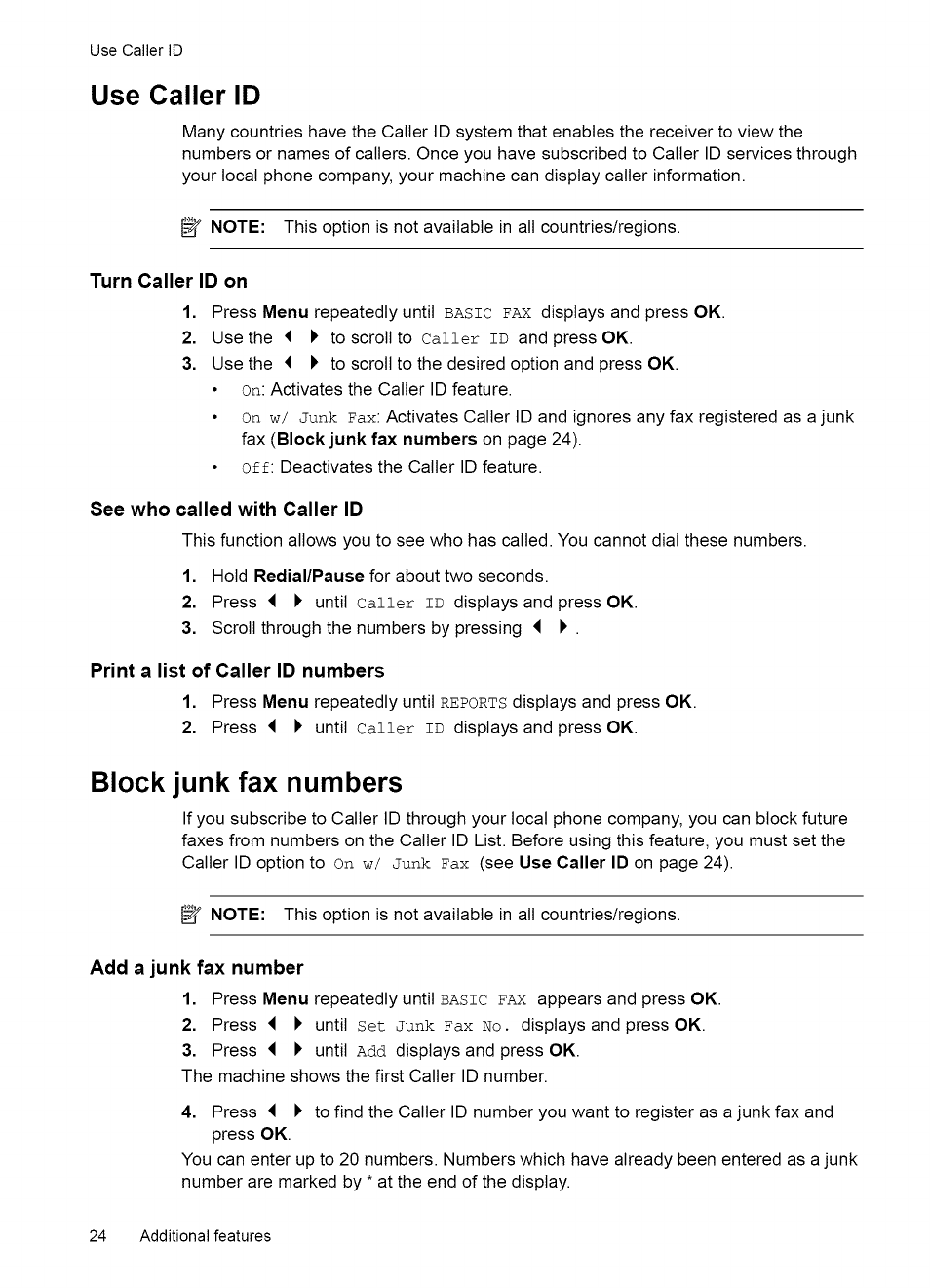 Additional features, Set rings to answer | HP 2140 User Manual | Page 27 / 70