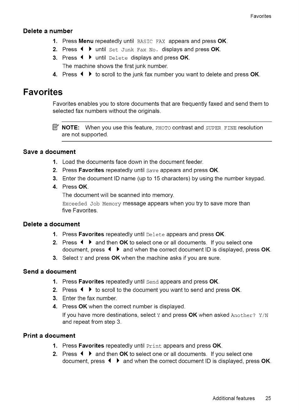 Use caller id, Turn caller id on, See who called with caller id | Print a list of caller id numbers, Block junk fax numbers, Add a junk fax number | HP 2140 User Manual | Page 28 / 70