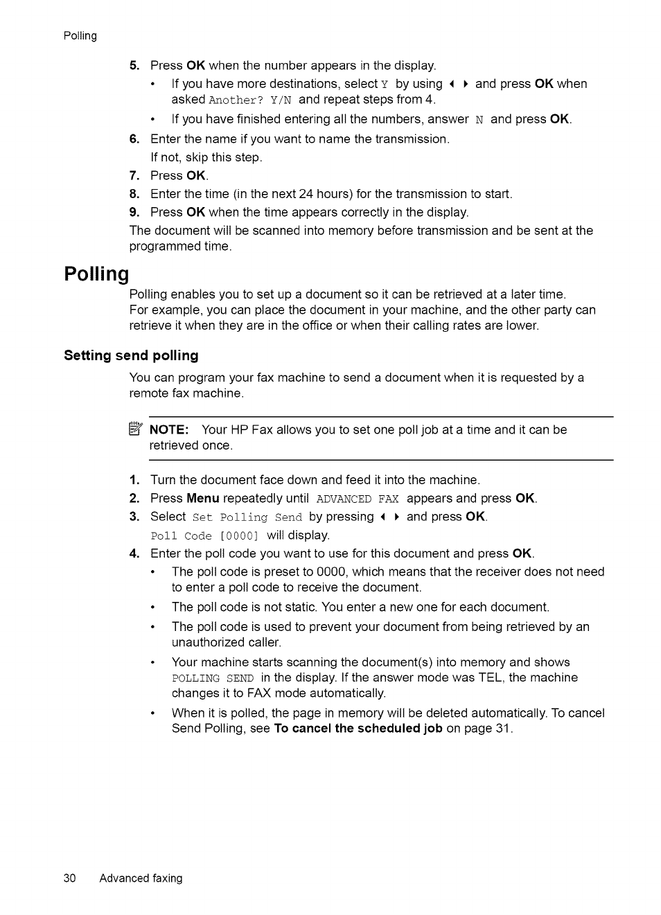 4 advanced faxing, Broadcasting, Delayed fax | Advanced faxing | HP 2140 User Manual | Page 33 / 70