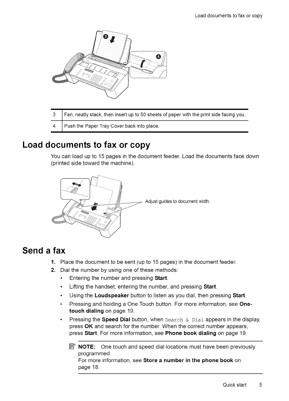 1 quick start, Load paper, Quick start | HP 2140 User Manual | Page 8 / 70