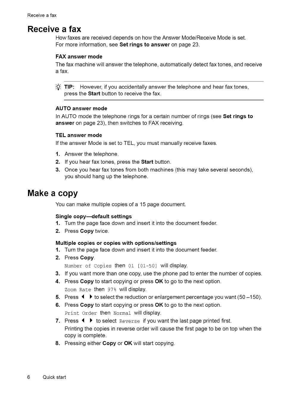 Load documents to fax or copy, Send a fax | HP 2140 User Manual | Page 9 / 70