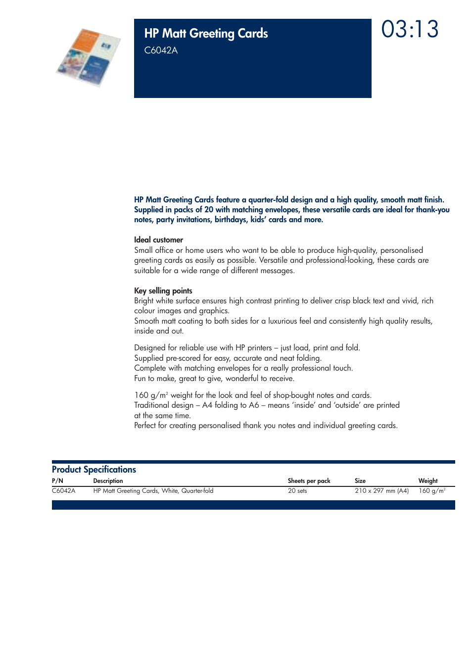 Hp matt greeting cards | HP 200T User Manual | Page 103 / 174