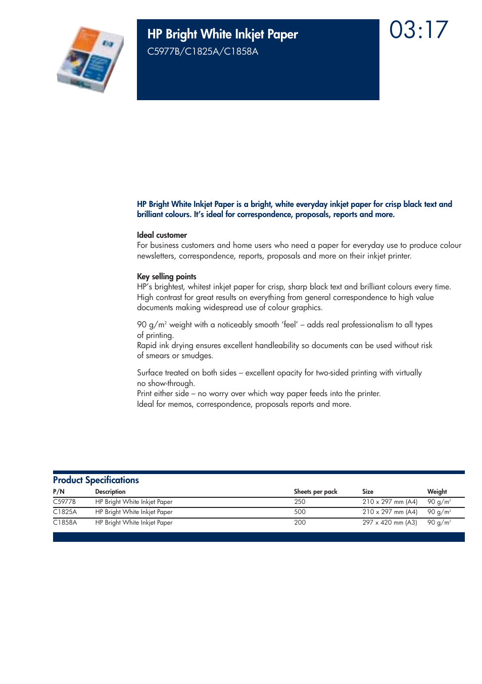 Hp bright white inkjet paper | HP 200T User Manual | Page 107 / 174