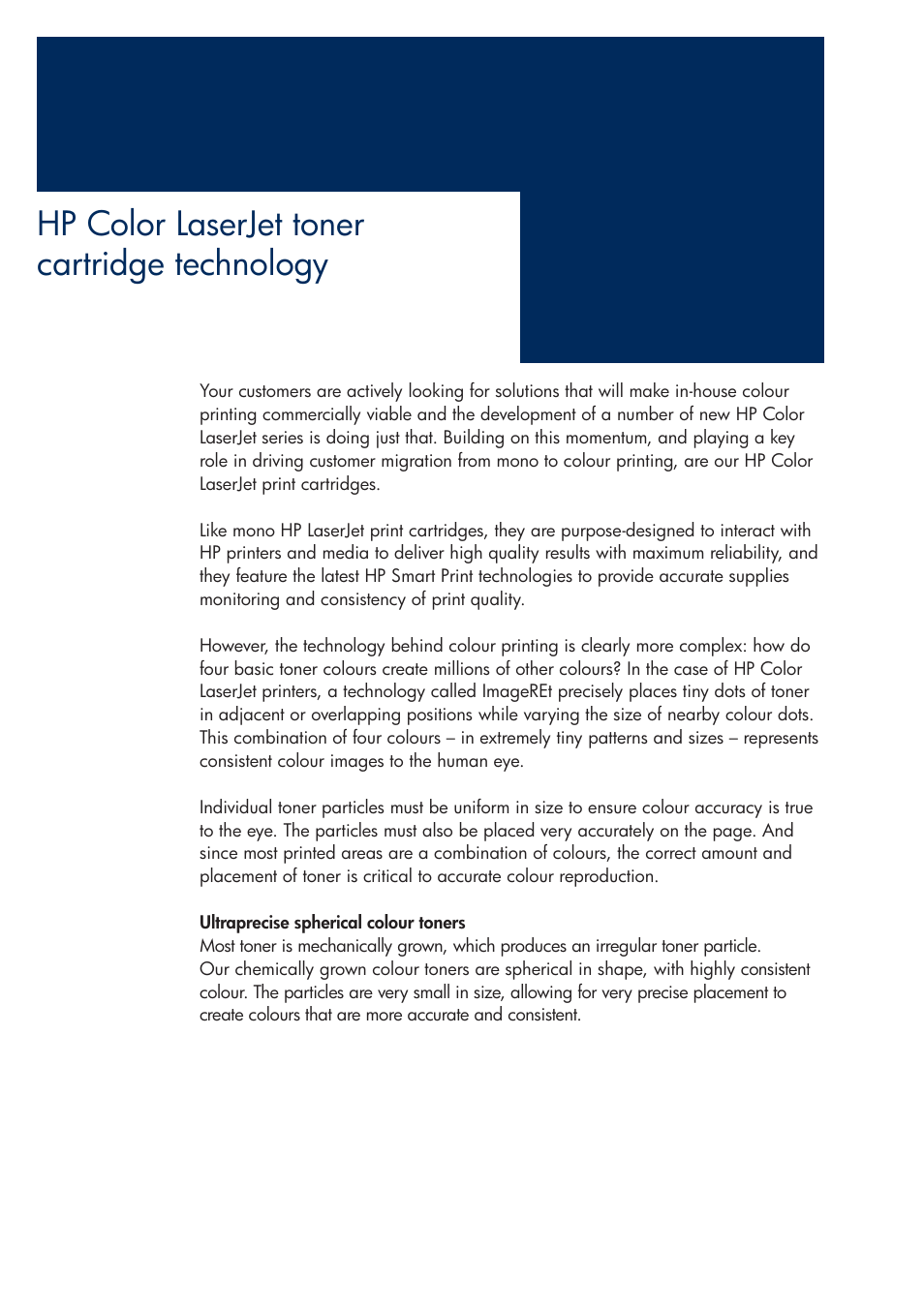 Hp color laserjet toner cartridge technology | HP 200T User Manual | Page 12 / 174