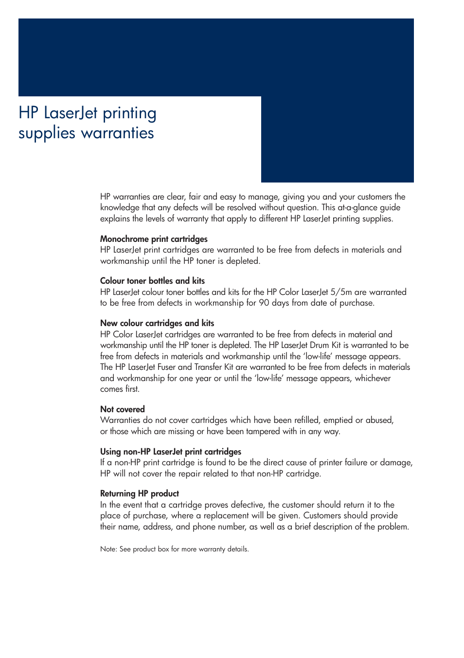 Hp laserjet printing supplies warranties | HP 200T User Manual | Page 14 / 174